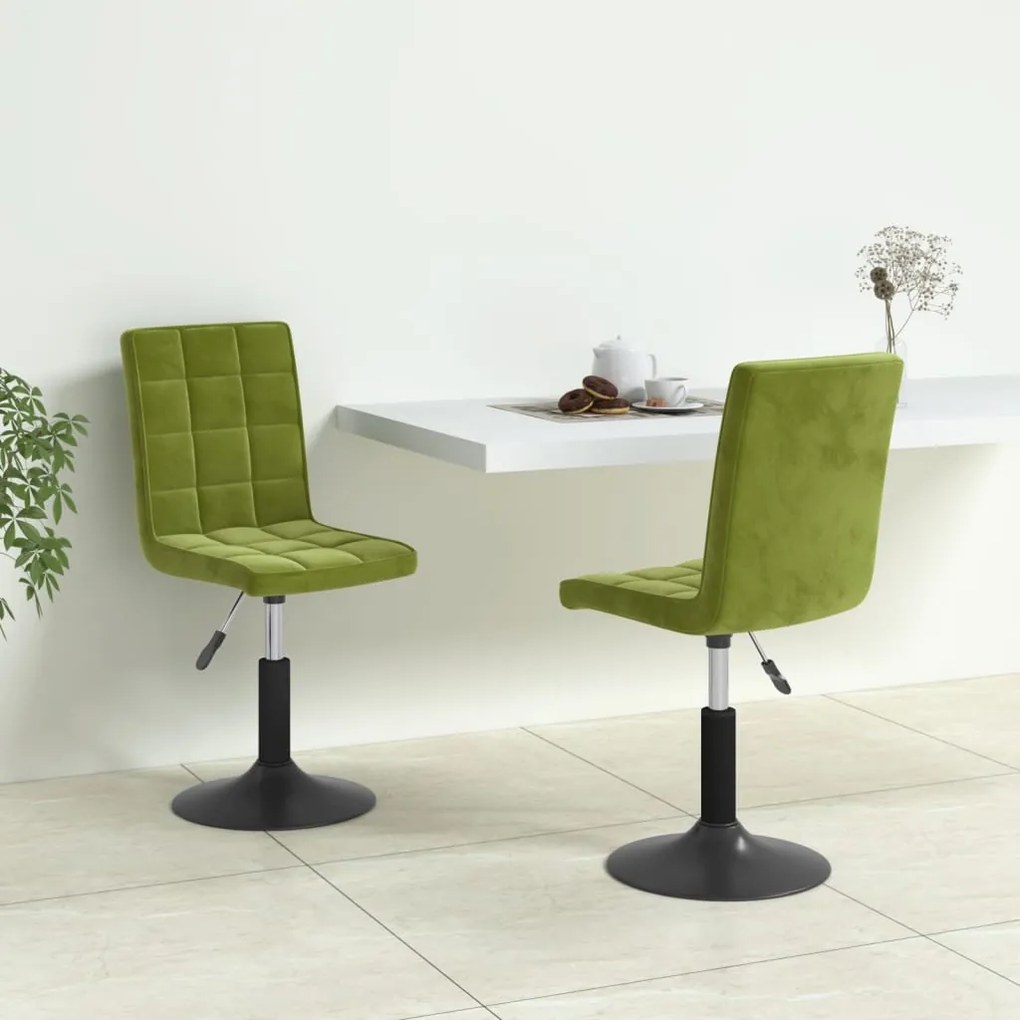 vidaXL Cadeiras de jantar giratórias 2 pcs veludo verde-claro