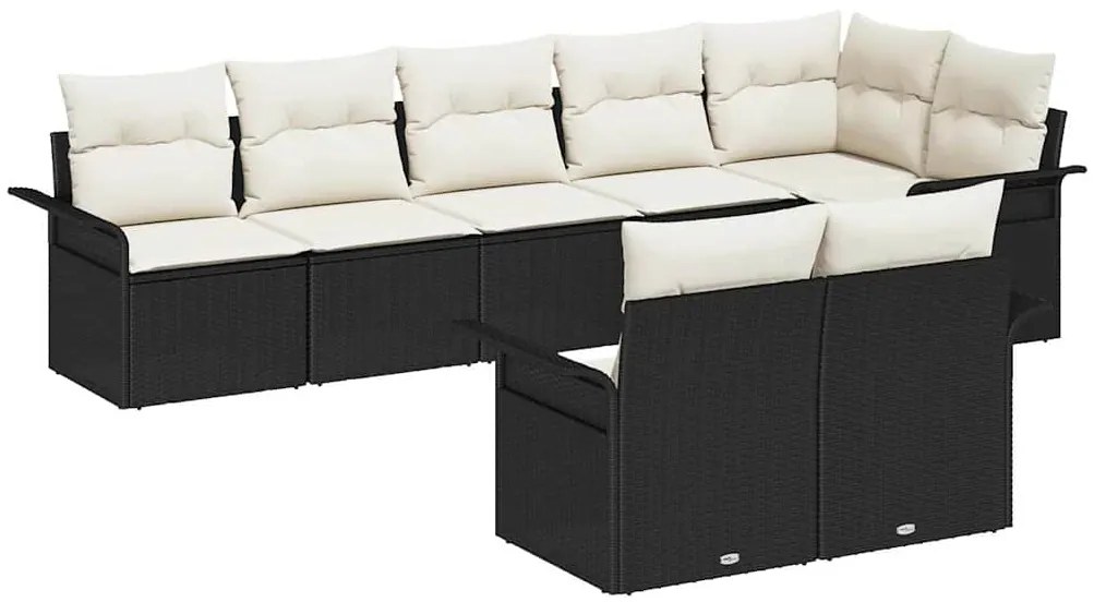 Conjunto de Sofá de Jardim 8 Peças com Almofadas Preto Rattan Sintétic