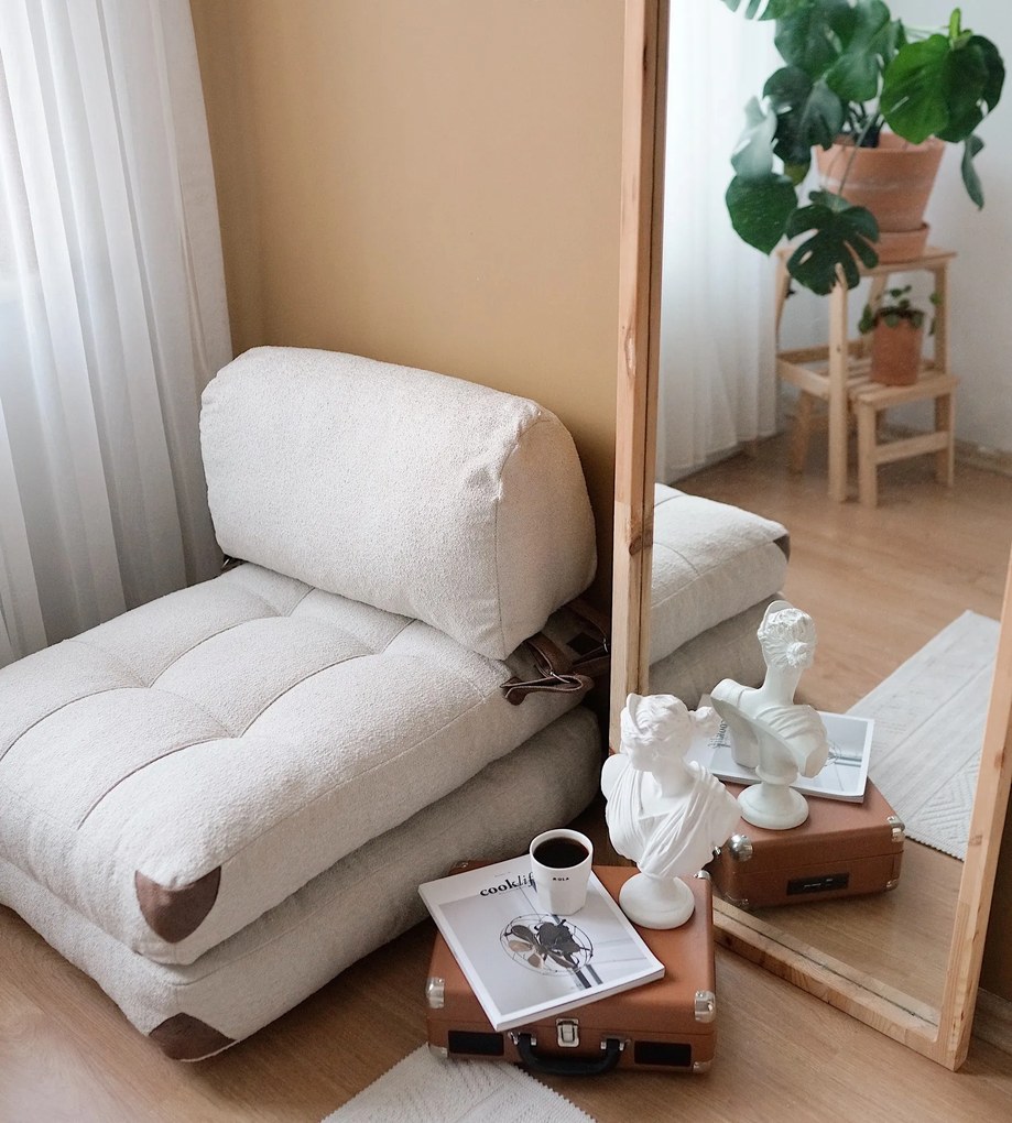 Sofá-Cama Fold 1 Lugar – Creme – 80x70x60 cm