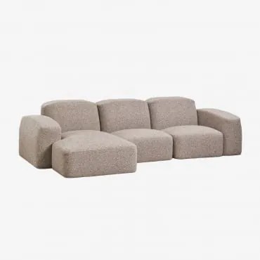 Sofá Chaise Longue Modular Bastian De 3 Peças À Esquerda Bouclé Castanho Moca - Sklum