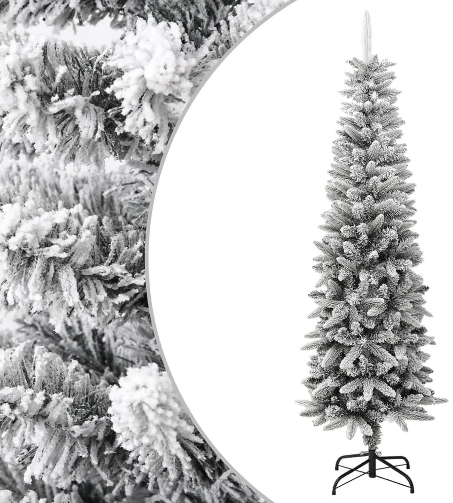 vidaXL Árvore de Natal artificial fina com neve PVC e PE 180 cm