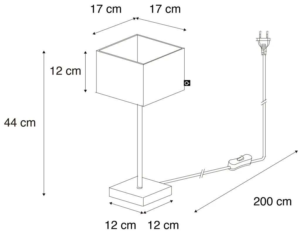 Candeeiro de mesa moderno preto com abajur de tecido preto e dourado - VT 1 Moderno