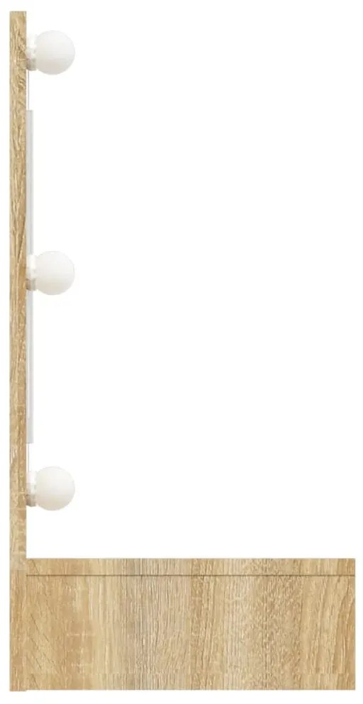 Armário espelhado com LED 90x31,5x62 cm carvalho sonoma