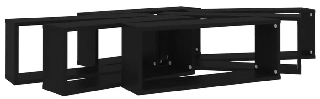 Prateleiras parede forma de cubo 6 pcs derivados madeira preto