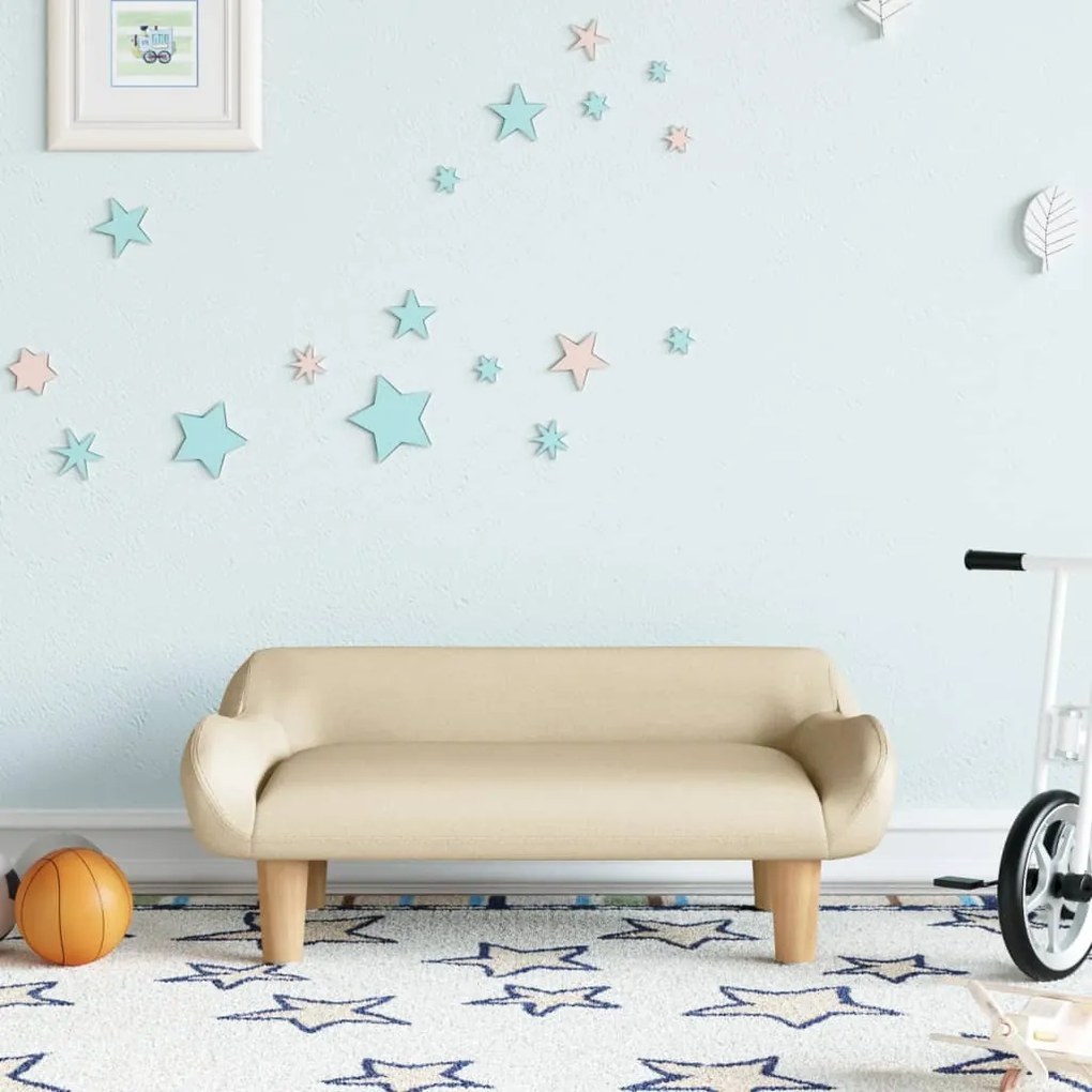 3196343 vidaXL Sofá infantil 70x40x24 cm tecido cor creme