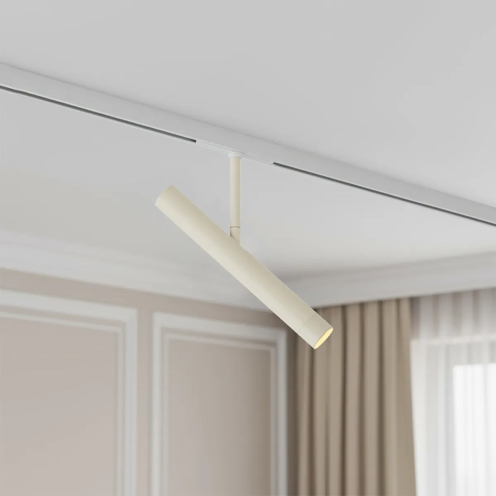 Foco moderno bege com branco para sistema de calhas de iluminação monofásico - Slimline Avery