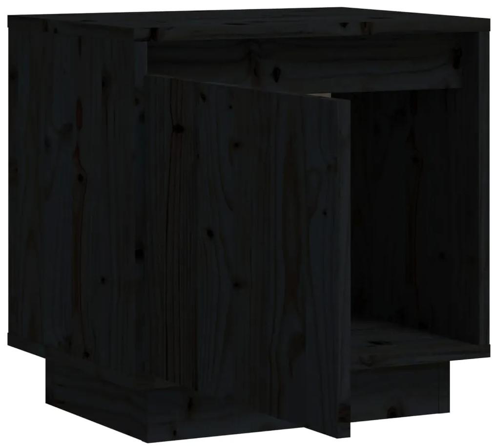 Mesa de cabeceira 40x30x40 cm madeira de pinho maciça preto
