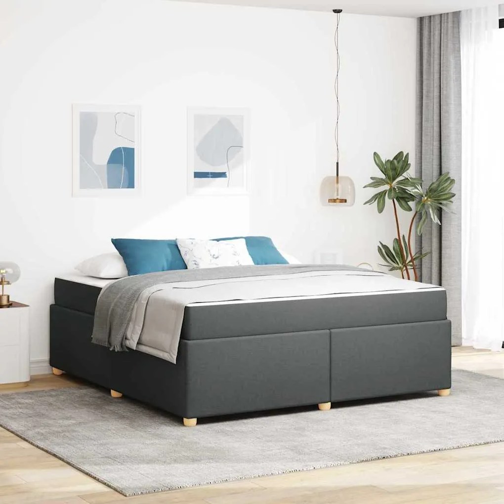 vidaXL Estrutura da Cama com colchão Cinza Escuro 180 x 200 cm tecido