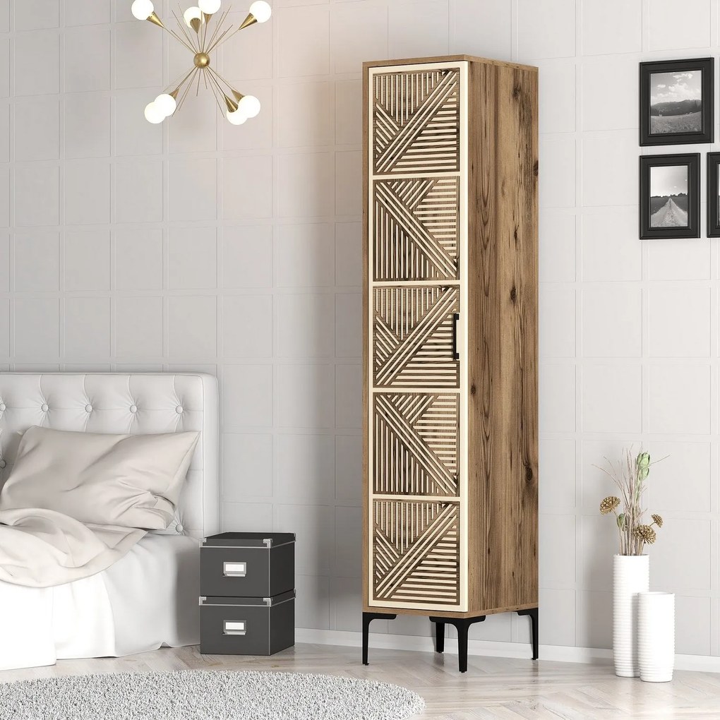 Roupeiro Kumsal P – Nogueira e Creme – 40x47,5x201,4 cm