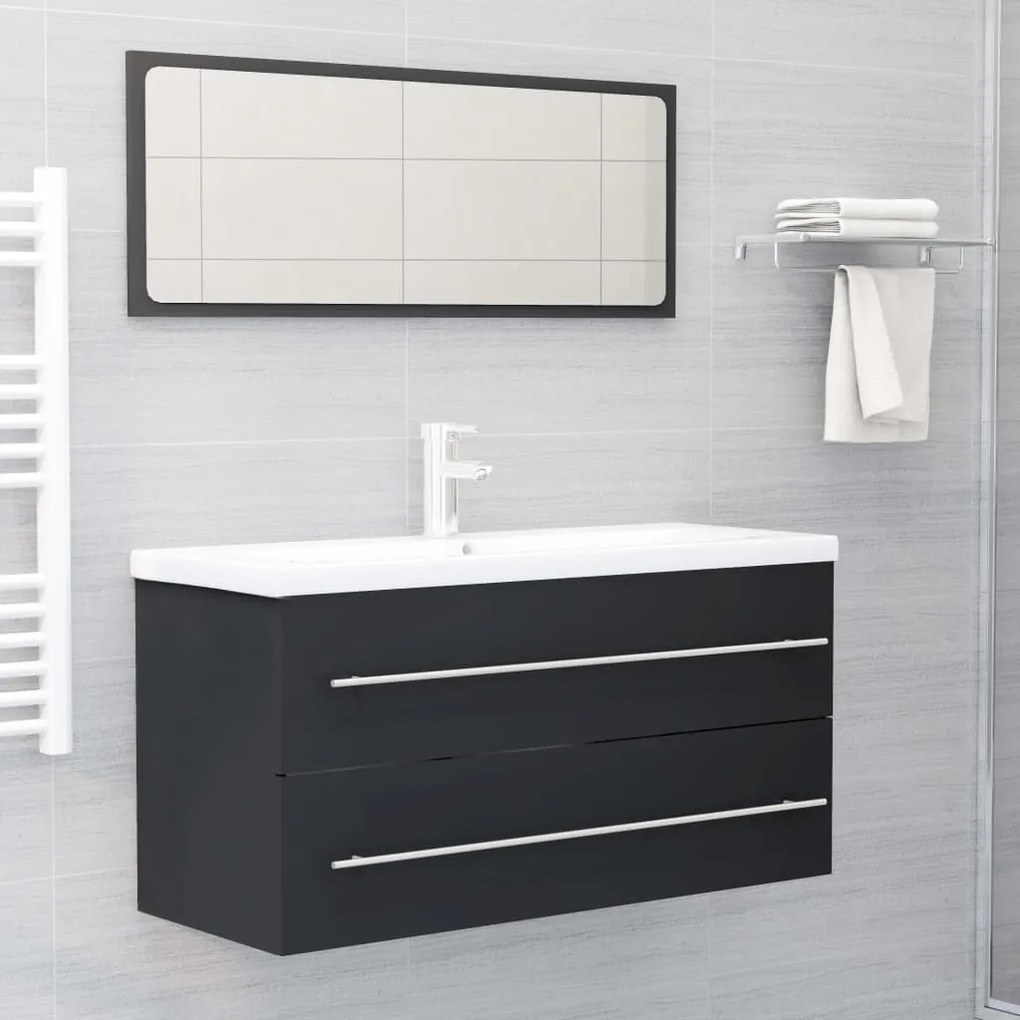vidaXL 2 pcs conj. móveis de casa de banho derivados de madeira cinza