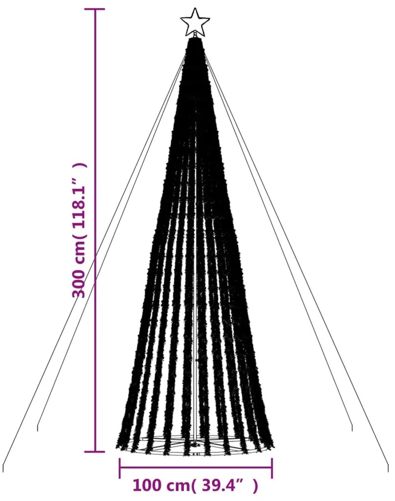 Iluminação p/ árvore de Natal cone 688 luzes LED 300 cm azul