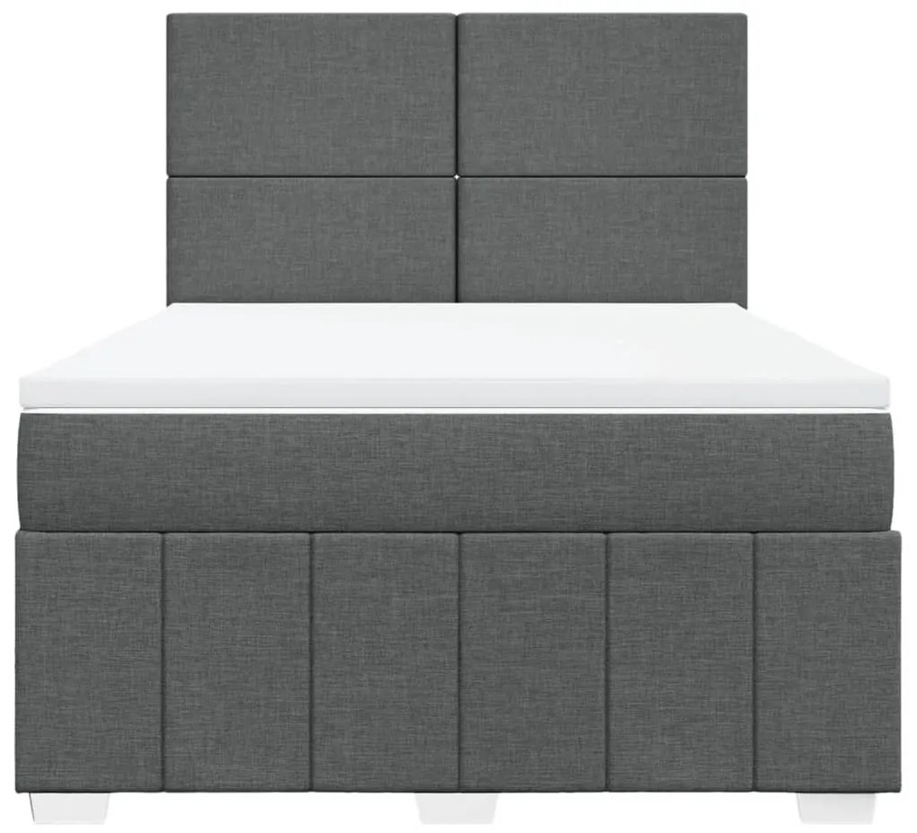 Cama com molas/colchão 140x190 cm tecido cinzento-escuro