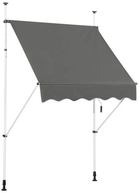 Toldo Telescópico e Retrátil 150 x 120 cm Resistente aos Raios UV Impermeável com Manivela Manual e Altura Ajustável para Janela Varanda Cinza