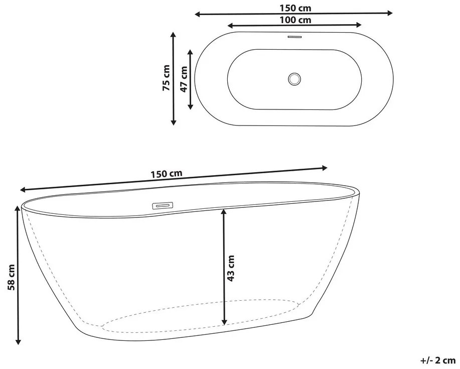 Banheira autónoma oval 150 cm em branco CARRERA Beliani