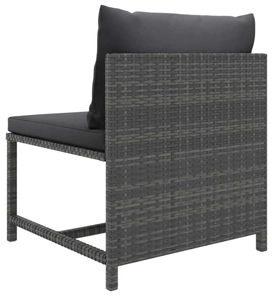 9 pcs conjunto lounge de jardim c/ almofadões vime PE cinzento