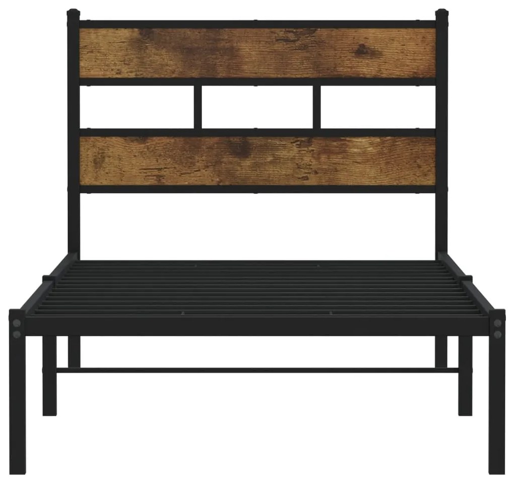 Estrutura de cama sem colchão 80x200 cm metal carvalho fumado