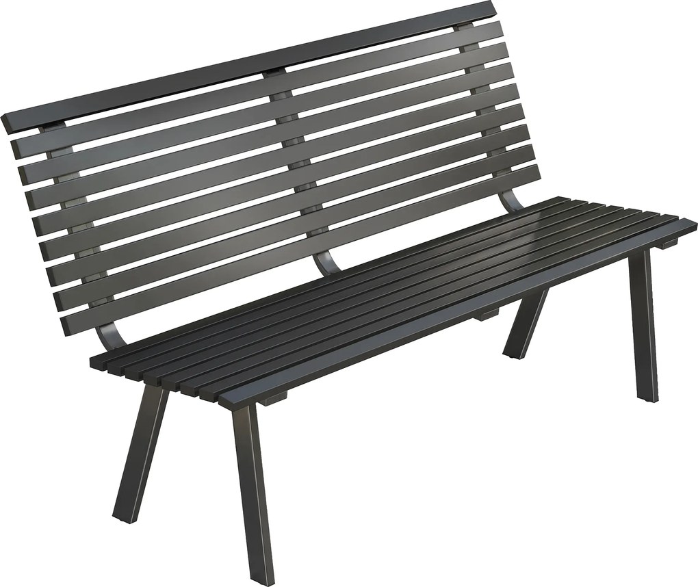 Outsunny Banco de jardim 3 lugares resistente às intempéries em metal banco exterior com assento largo design em ripas, até 240 kg 154 x 68 x 88 cm | Aosom Portugal
