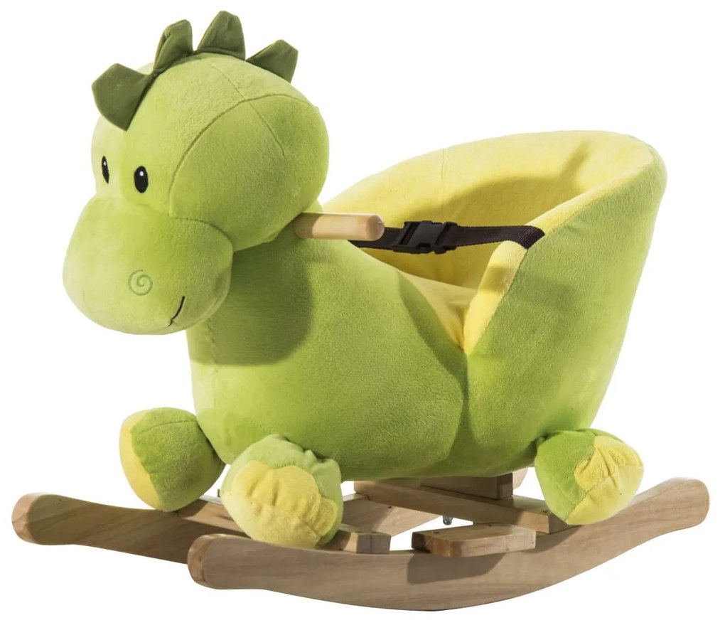 HOMCOM Cavalo de Baloiço de dinossauro para crianças acima de 18 meses - Verde - 60x33x45 cm