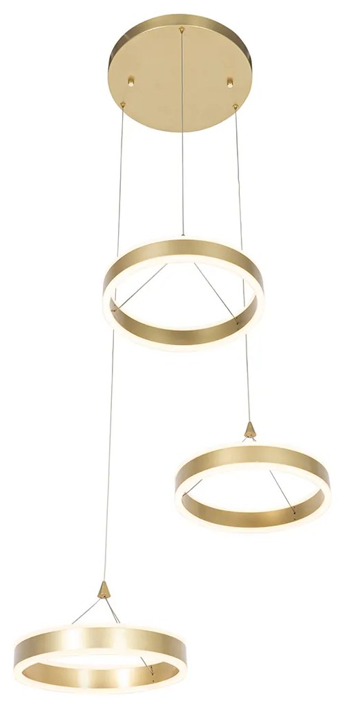 Candeeiro de suspensão redondo em latão com LED regulável em 3 passos 3 luzes - Lyani Design
