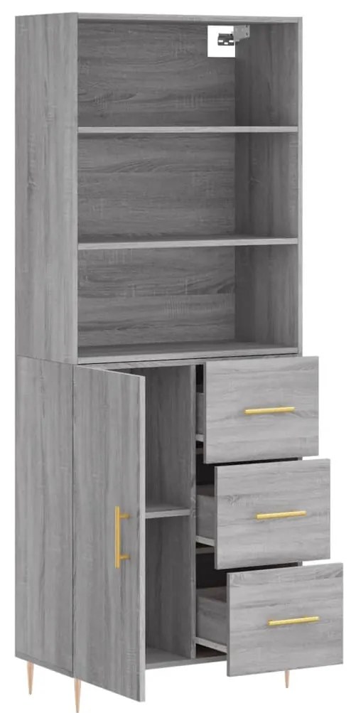 Armário alto 69,5x34x180 cm derivados de madeira sonoma cinza