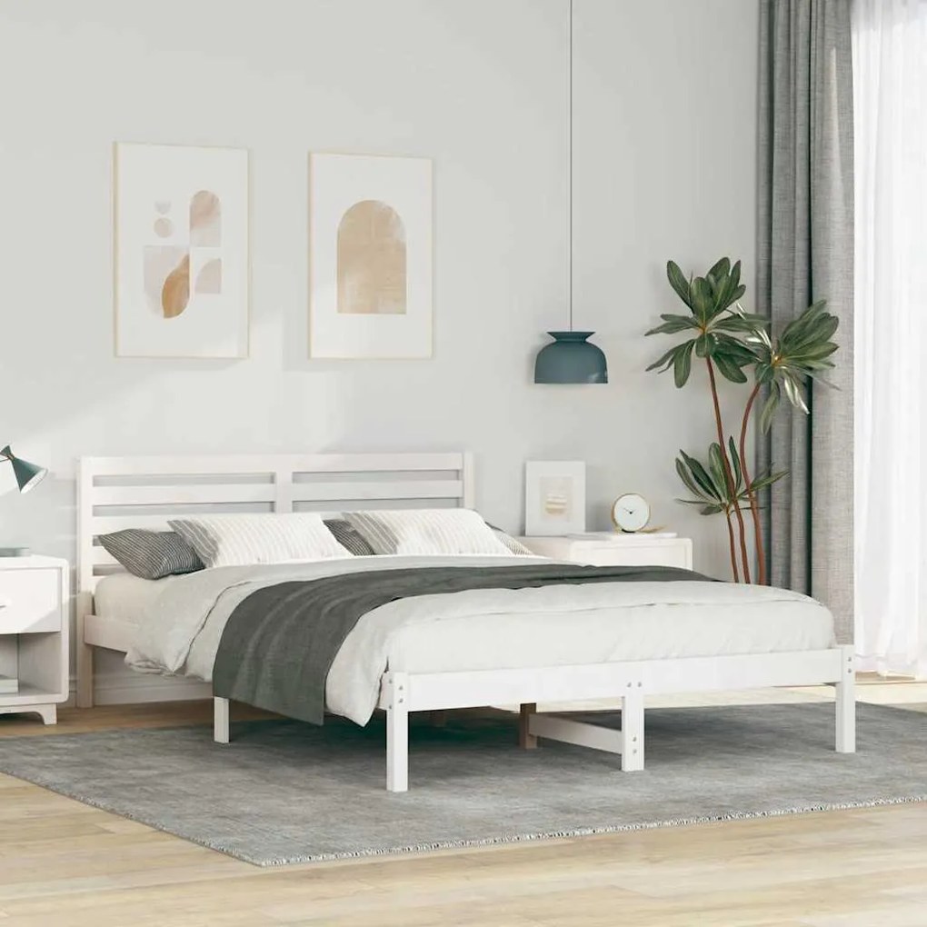 Estrutura da Cama com cabeceira Branco 140 x 210 cm