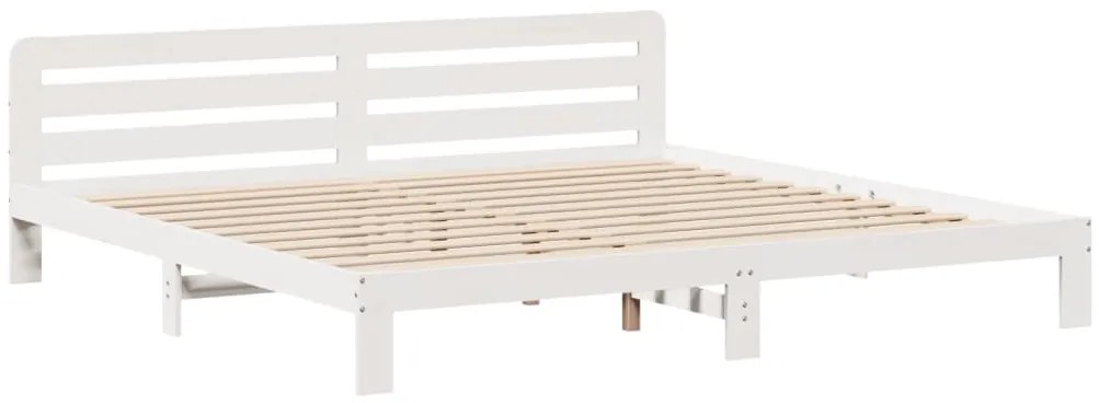 Cama sem colchão 200x200 cm madeira de pinho maciça branco