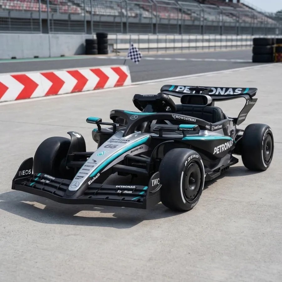 Carro elétrico para Crianças 12V AMG PETRONAS Formula 1 Rodas de espuma EVA, Assento Couro ecológico Preto