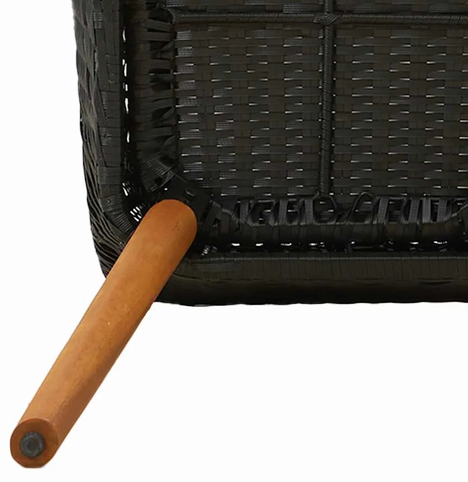 Conjunto de Jantar de Jardim 9 Peças Preto em Rattan Sintético