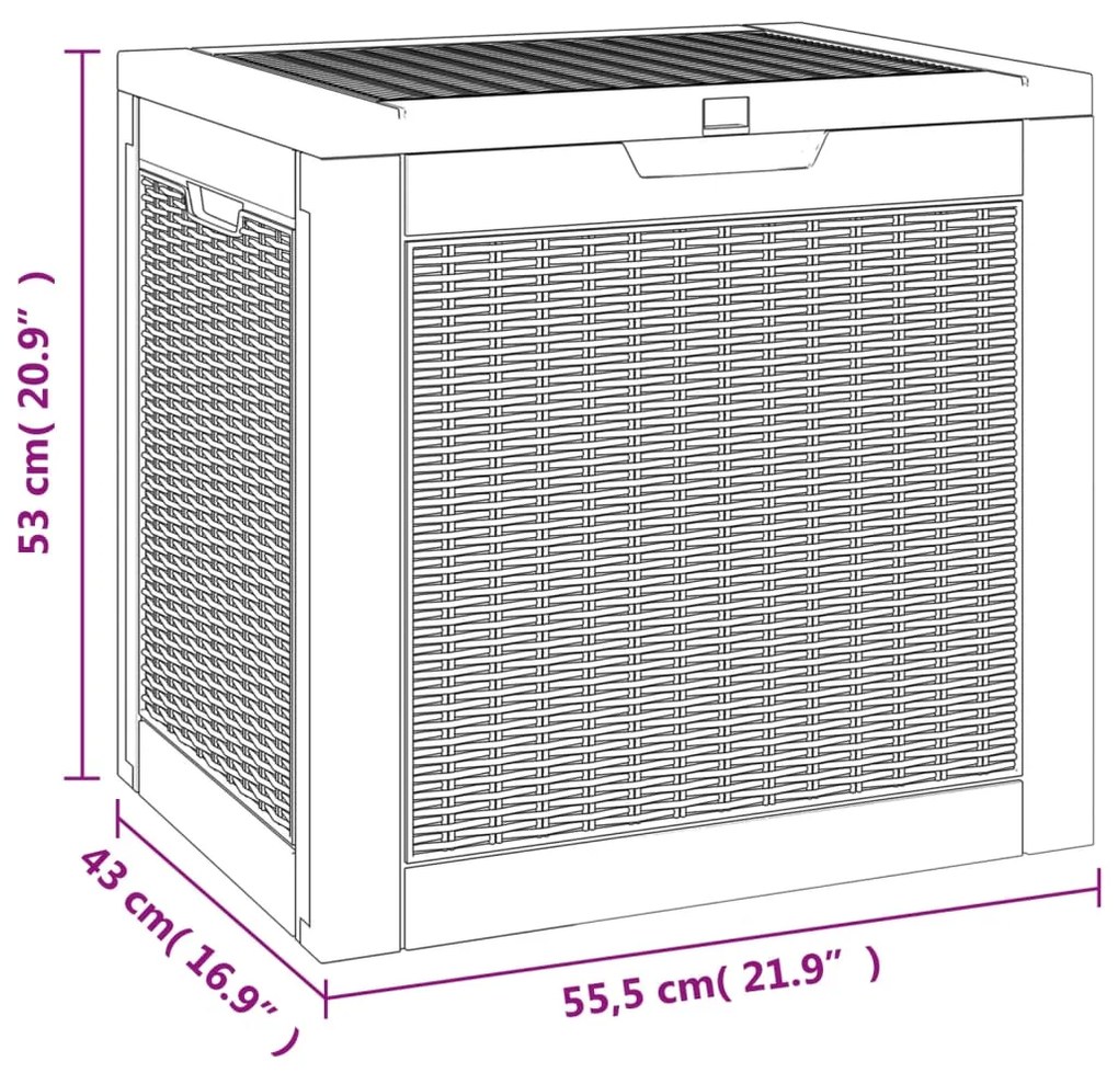 Caixa de arrumação p/ jardim 55,5x43x53 cm polipropileno preto