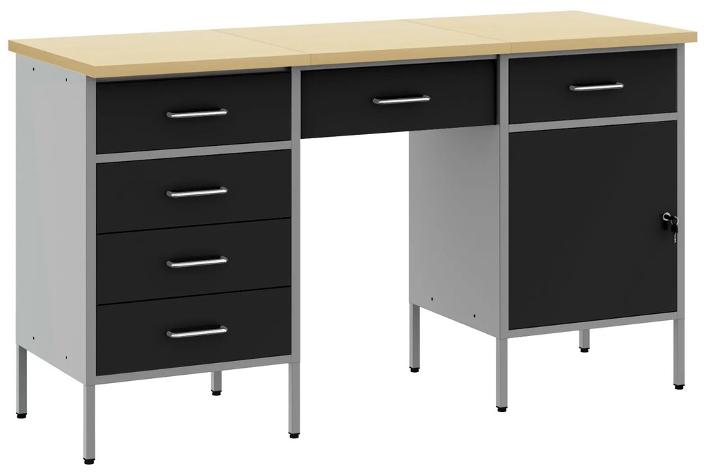 Conjunto de Mesa e Armário de Trabalho VidaXL 3 Peças Preto em Madeira
