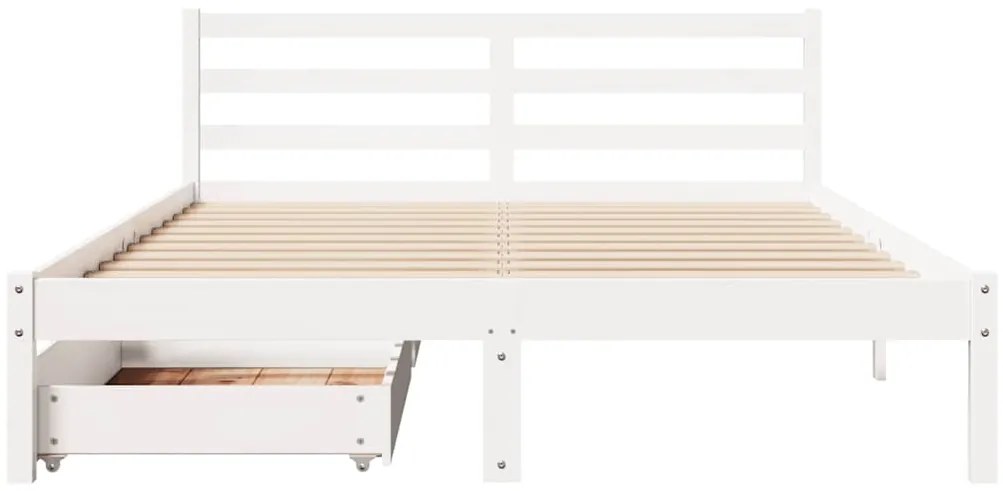 Cama sem colchão 140x190 cm madeira de pinho maciça branco