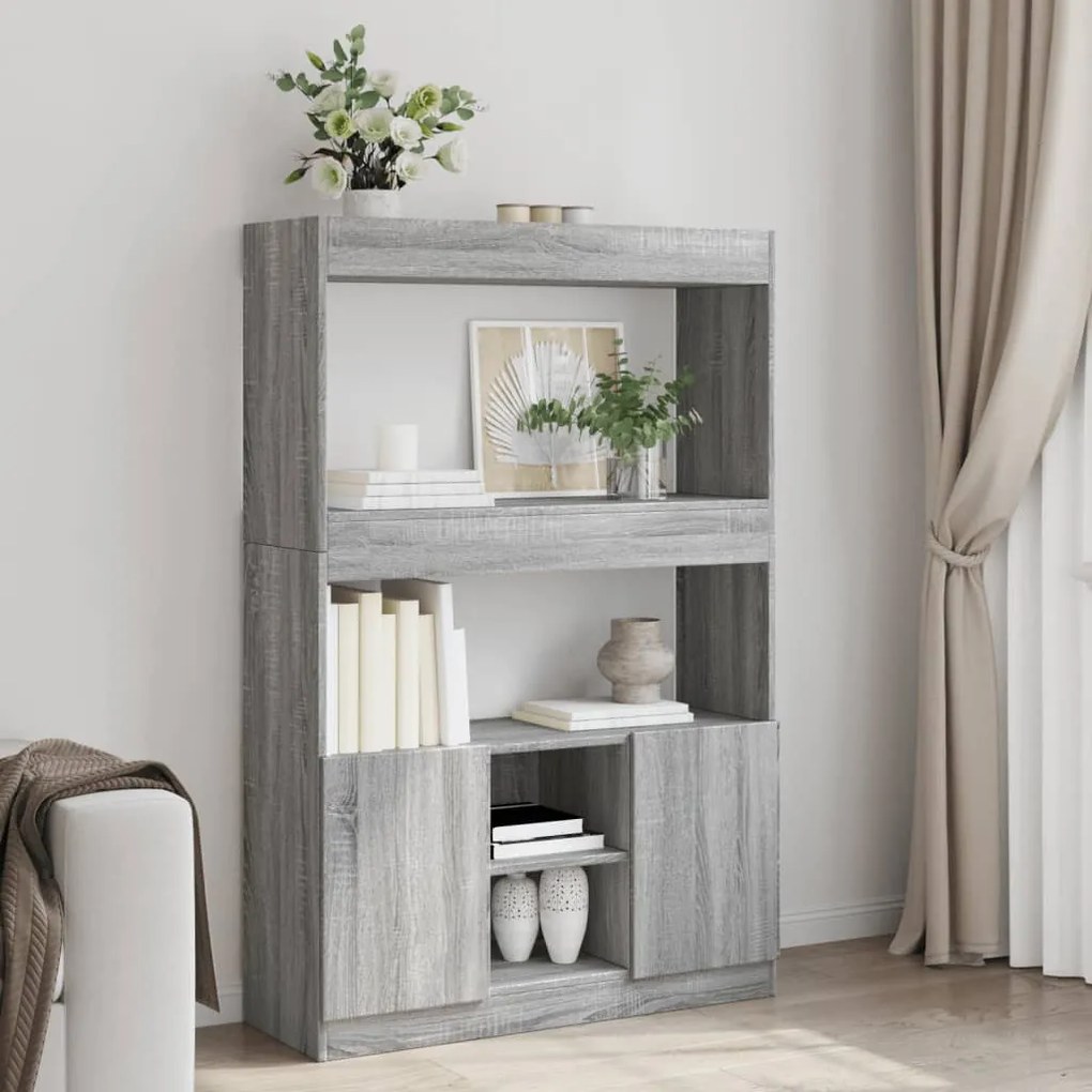 vidaXL Armário alto 92x33x140 cm derivados de madeira cinzento sonoma