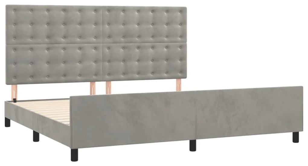 Estrutura de cama sem colchão 200x200 cm veludo cinzento-claro
