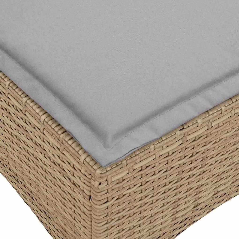 3 pcs conjunto sofás de jardim com almofadões em L vime PE bege