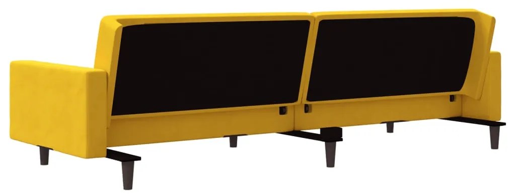 Sofá-cama 2 lugares com duas almofadas veludo amarelo