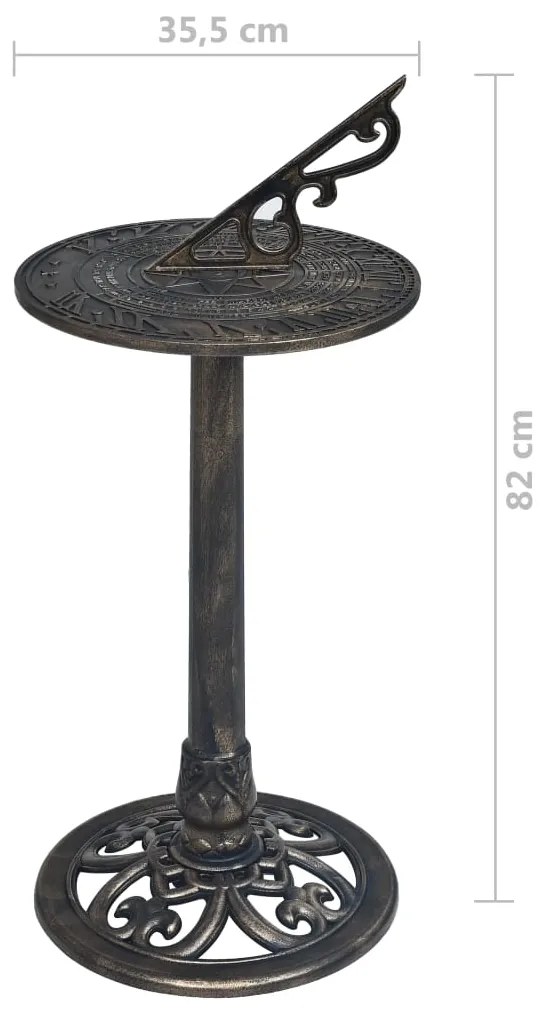 Relógio de sol 35,5x82 cm plástico bronze