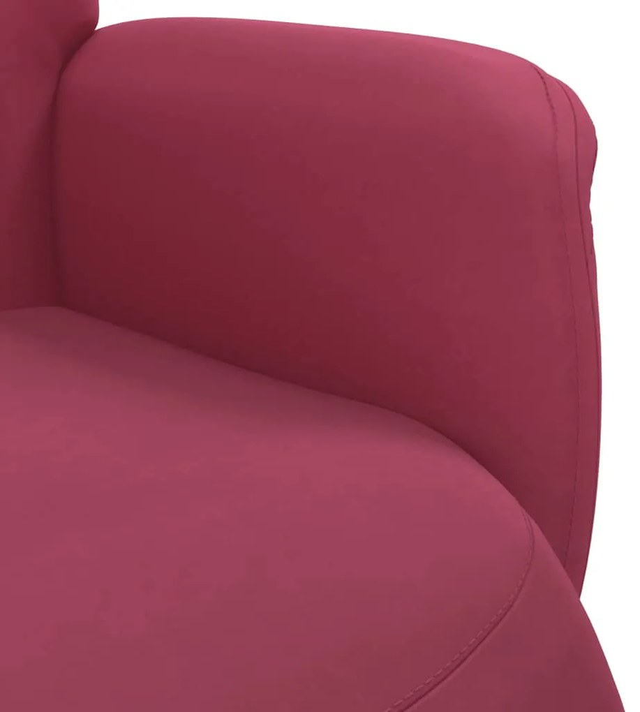 Poltrona reclinável com apoio de pés veludo vermelho-tinto