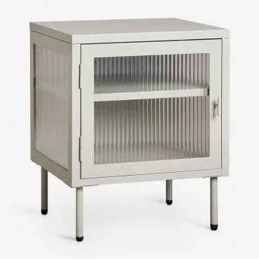 Pack De 2 Mesas De Cabeceira Retangulares 45x40 Cm Em Aço E Vidro Paoline Verde Cáqui - Sklum