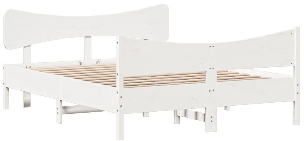 Cama sem colchão 140x190 cm madeira de pinho maciça branco