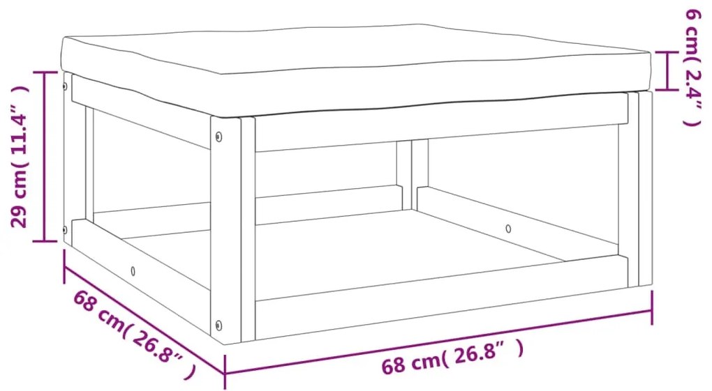 7pcs conjunto lounge de jardim madeira c/almofadões cinza-claro