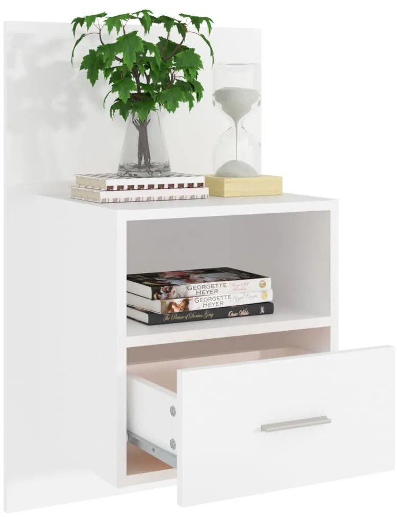 Mesas de cabeceira montagem na parede 2 pcs branco