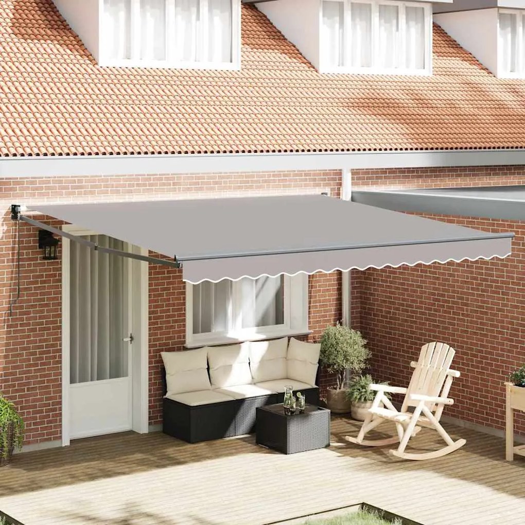 vidaXL Toldo Retrátil Cinzento-claro 400 × 300 cm Poliéster e Alumínio