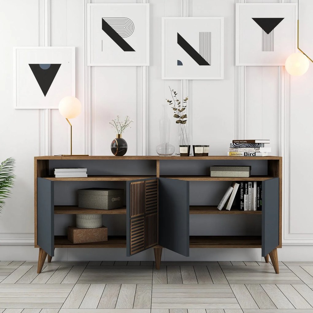 Console Milan – Walnut/Anthracite – 160 cm x 78 cm