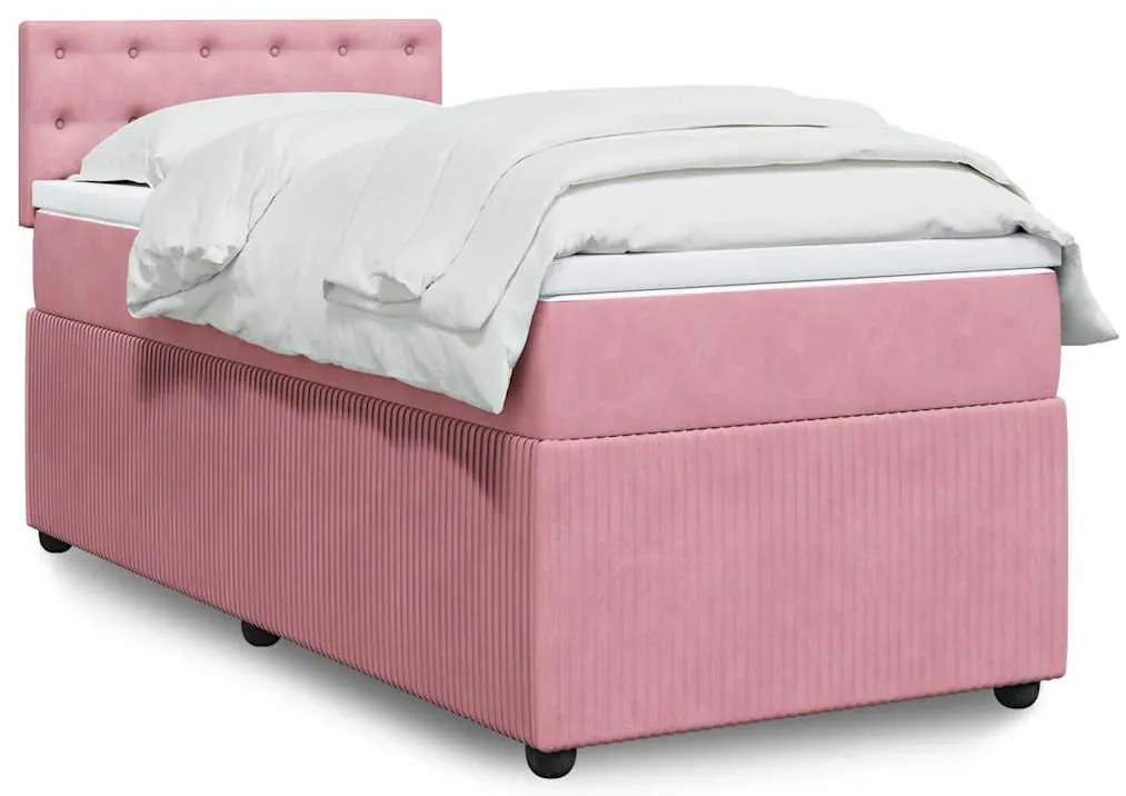 Cama com molas/colchão 80x200 cm veludo rosa