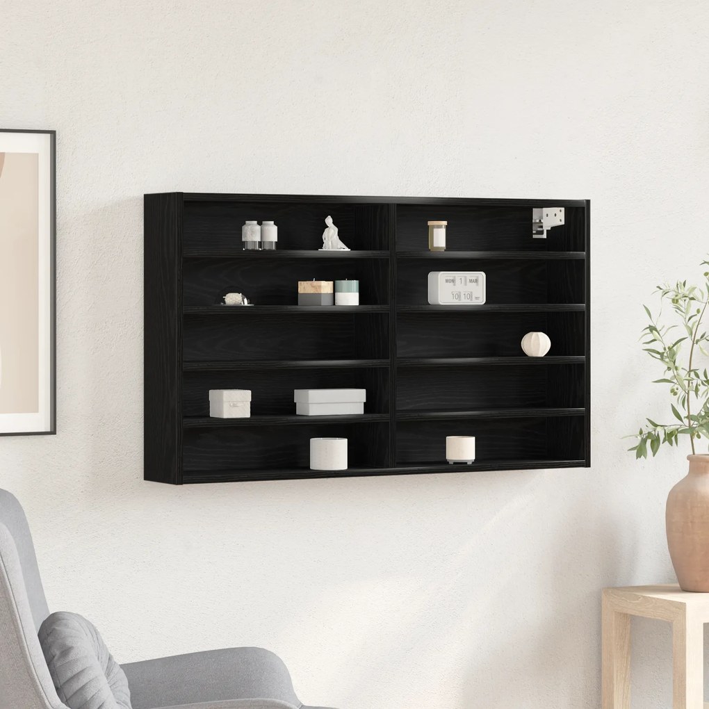 vidaXL Armário Vitrine Preto Carvalho 100x15x58 cm Madeira Engenharia