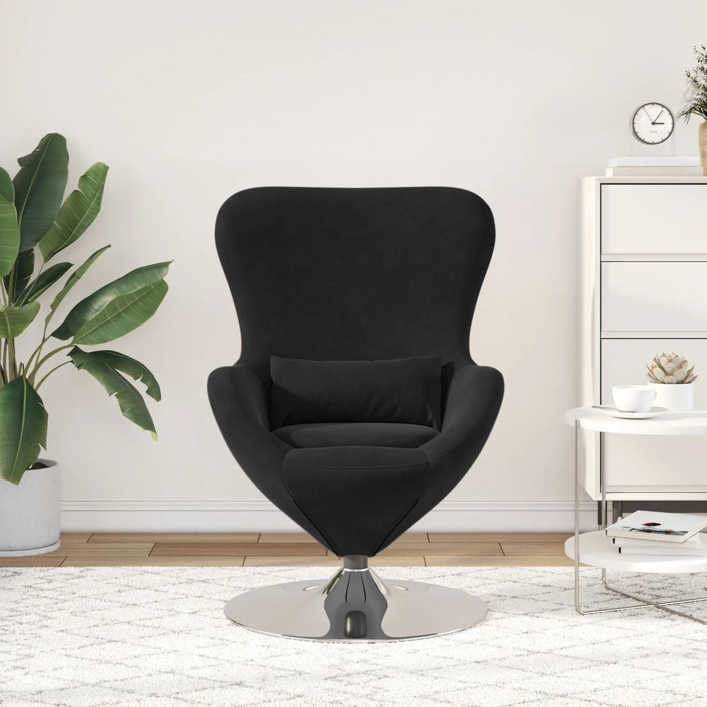 Poltrona Egg vidaXL Veludo Preto