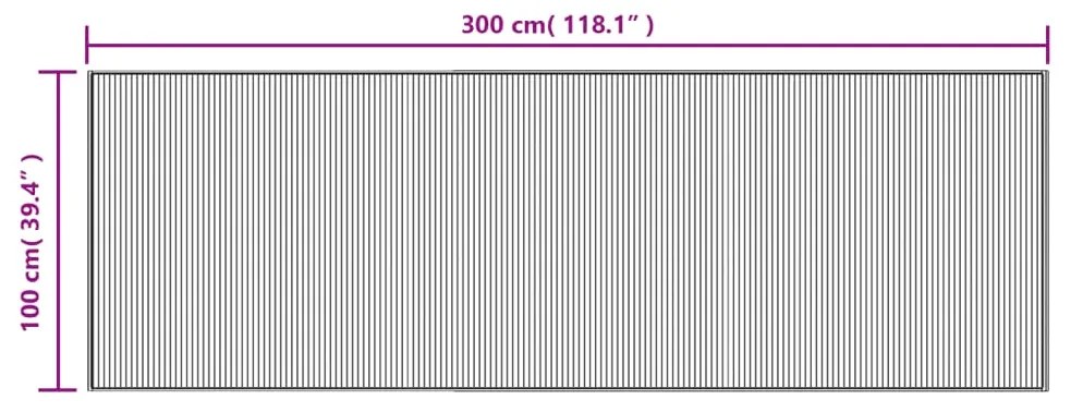 Tapete retangular 100x300 cm bambu castanho-escuro