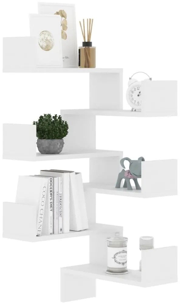 Estantes canto p/ parede 2pcs 40x40x50cm deriv. madeira branco