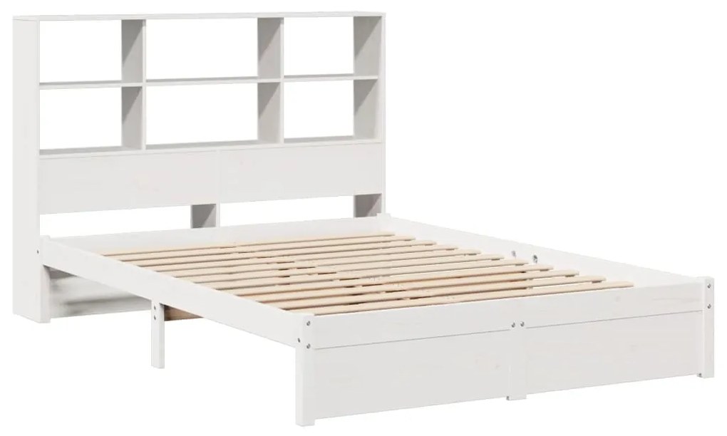 Cama com estante sem colchão 160x200 cm pinho maciço branco