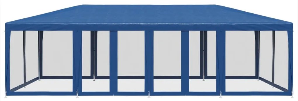 Tenda p/ festas c/ 12 paredes laterais em rede 8x4 m PEAD azul